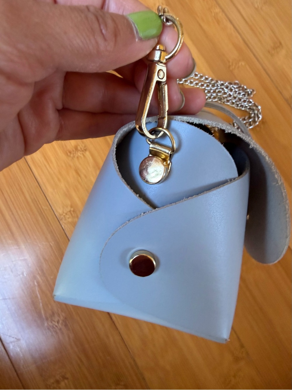 Pelle Light Blue Leatherette Saddle Clutch with Gold Hardware *From Italy* - Picture 4 of 8